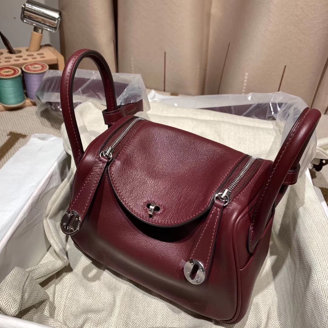 에르메스 미니 린디백19 브라운 은장